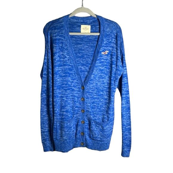 Hollister Sweaters - Hollister Blue Long Sleeve Buttoned Cardigan Sweater Size Medium